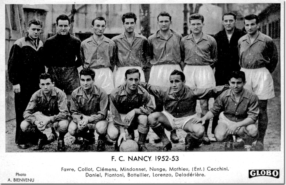 Le FC Nancy 1952 avec Roger Piantoni