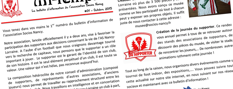 Le bulletin des Socios Nancy