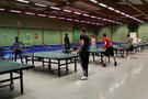 Entra&icirc;nement dans la salle de tennis de table du p&ocirc;le France