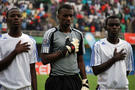 Les joueurs concentrés lors de l'hymne Rwandais "RWANDA NZIZA"
